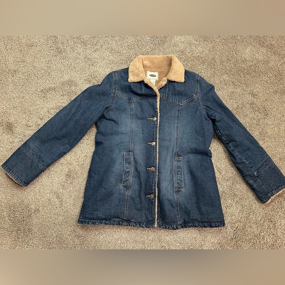 Old Navy Jackets & Blazers - Vintage 90s Old Navy Denim Jacket Blue Sherpa Lined Western- Women’s Size Large